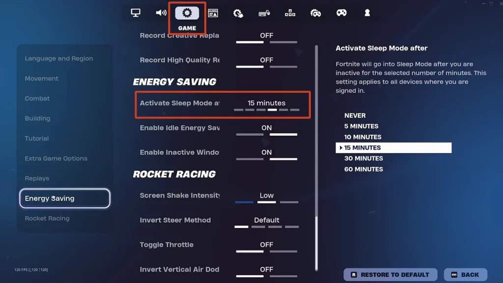 Fortnite Sleep Mode: How to Turn Off or Change Timer - Gamer Tweak