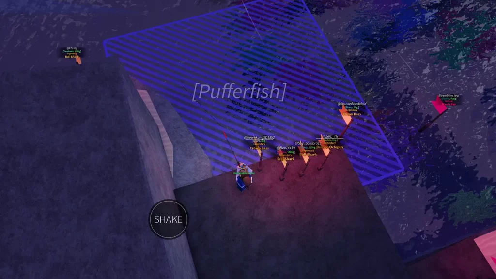 pufferfish fishing location marked