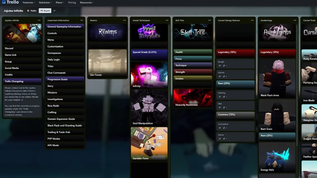 Jujutsu Infinite Trello Board