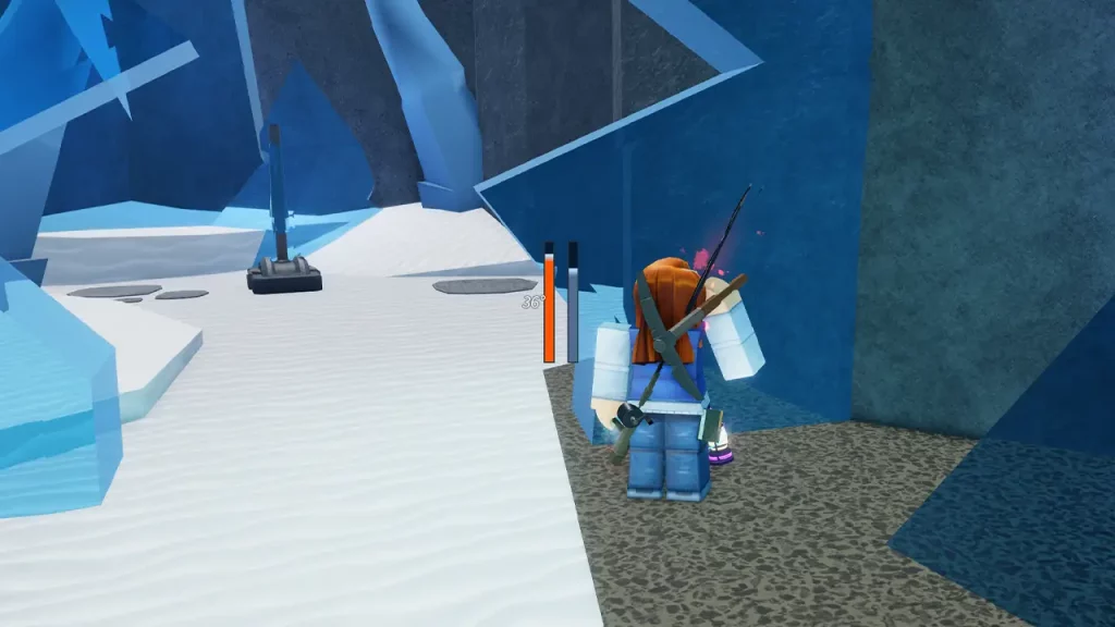 breaking the ice barrier with pickaxe