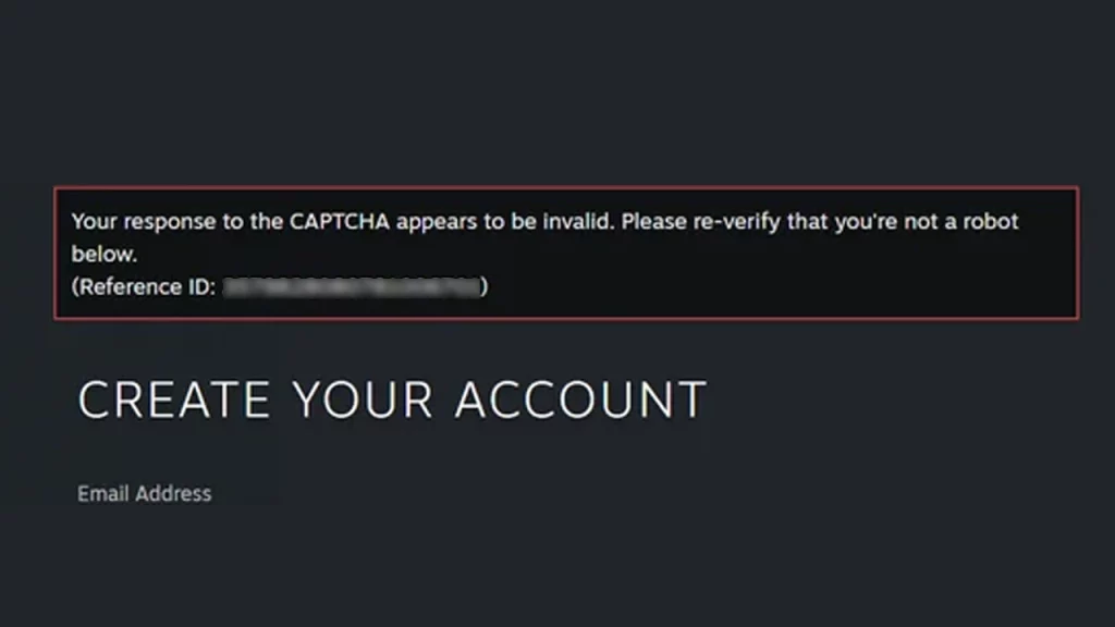 invalid incorrect captcha on steam