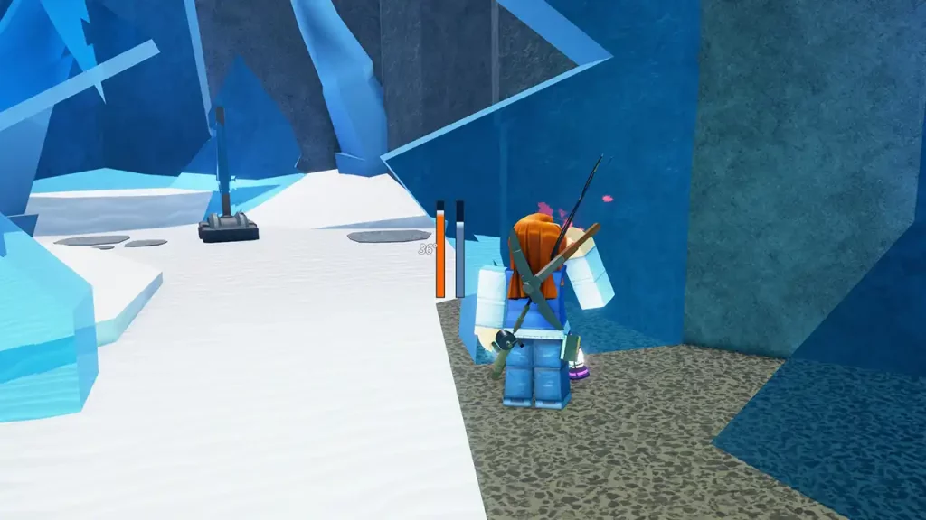 using pickaxe to break ice barriers