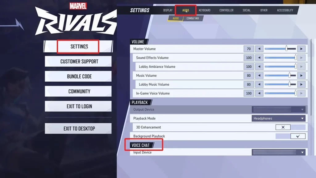 marvel rivals voice chat settings new