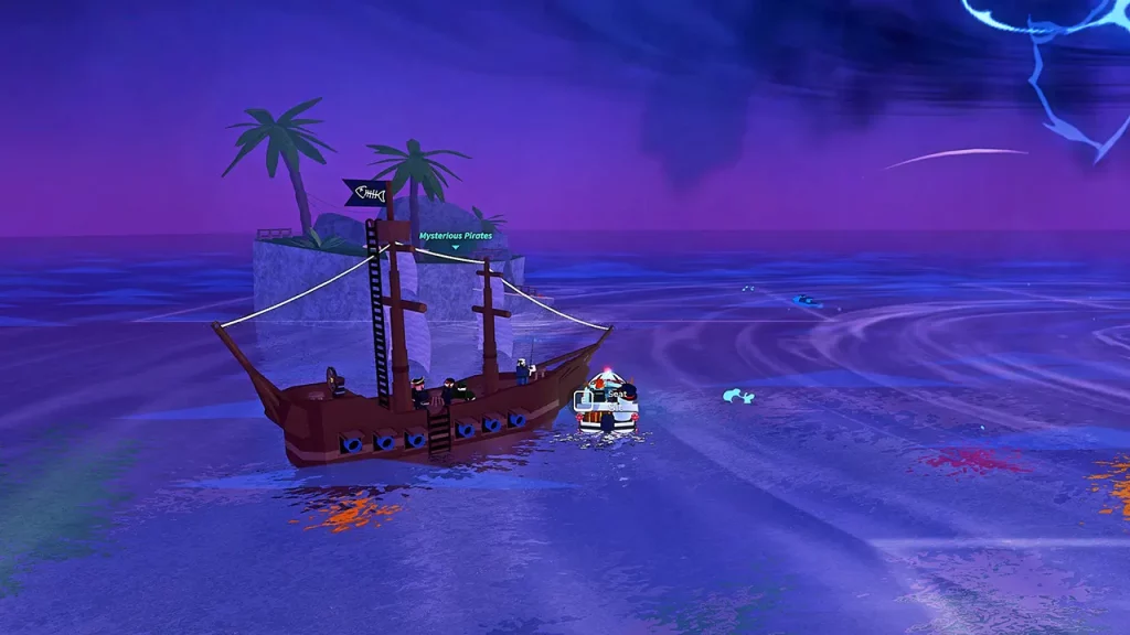 mysterious pirates boat near grand reef