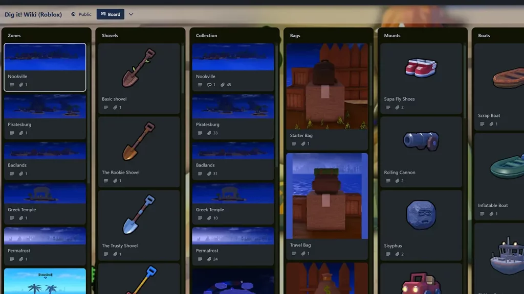 roblox dig it trello board official link