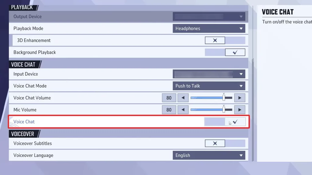 toggle on vc marvel rivals settings