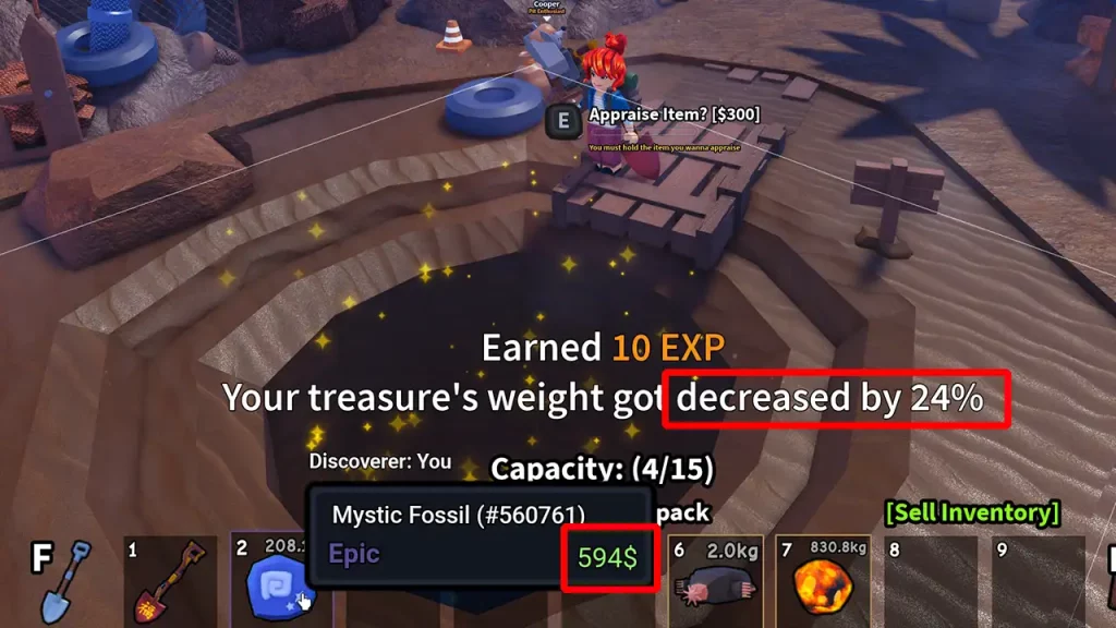 item weight decreased