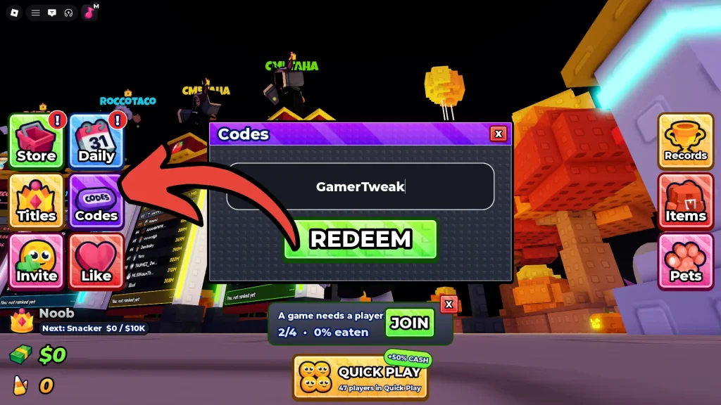 How to Redeem Codes in Eat Everything In A Grocery Store