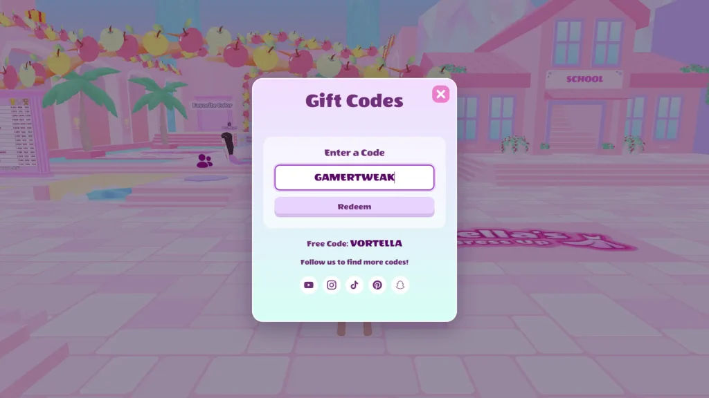 Redeem Codes in Vortella's Dress Up